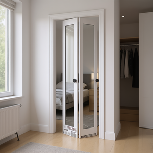 Porte pliante en verre miroir 12 po x 78 po, panneaux pré-assemblés pour placard, usage intérieur - Product Image 2