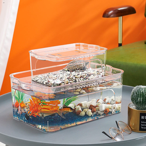 Poisson petit aquarium autonettoyant de bureau remplacement gratuit <span class=keywords><strong>unique</strong></span> bol d'aquarium en plastique transparent fournisseur mini pisciculture paresseuse - Product Image 3