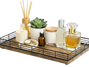Wood <b>Storage</b> <b>Tray</b> Rectangle Minimalist Design Varnished Finish Multifunctional Table Organizer for Neatening and <b>Storage</b> - Product Image 1