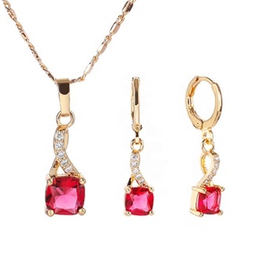 Parures de bijoux en or laminé 18 carats pour femmes, avec zircon américain, style mode, pour mariage, vente en gros - Product Image 6