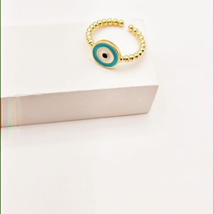Anillo de Ojo Turco para Mujer, Joyería de Moda, Diseño Geométrico, Accesorio para Fiesta, Tono Dorado, Patrón de Ojo Multicolor - Product Image 2