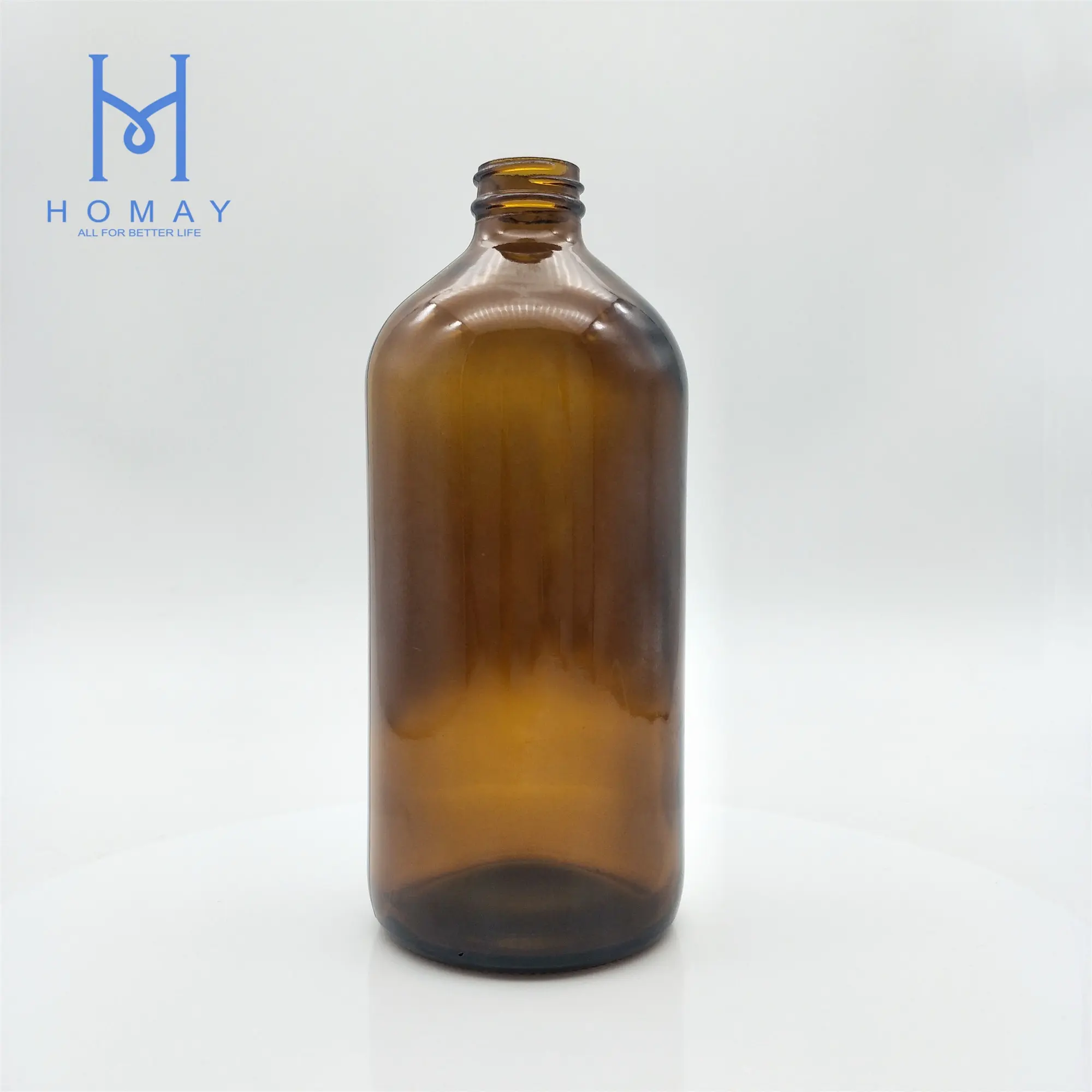 32OZ 1000ml amber boston ronde glazen fles met zwarte plastic caps