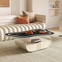 Table basse élégante et moderne pour salon, avec éclairage tactile intelligent, musique intégrée, forme papillon et fonctions auxiliaires