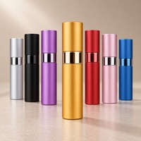 Flacon pulvérisateur cosmétique 10 ml rechargeable, atomiseur de parfum portable, étui en aluminium, intérieur en verre, vente en gros
