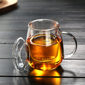Bestverkopende Glaswerkartikelen Bpa Gratis Hittebestendige Heldere Schattige Theekopjes Van Hoog Borosilicaatglas Met Deksels En Handvat En Infuser - Product Image 3