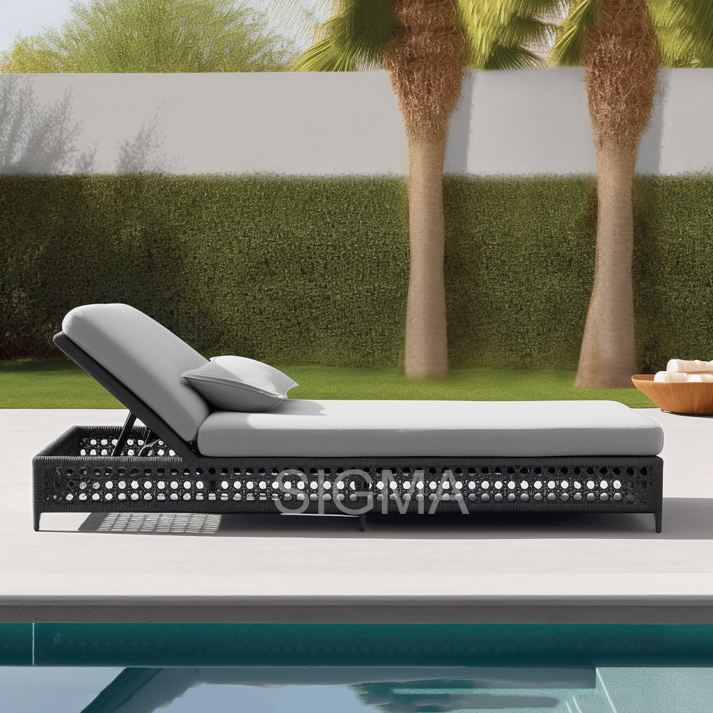 Factory Design Outdoor Rope Weaving Daybed Aluminum Luxury Sunbed Garden Leisure Lounger Pool Side Furniture