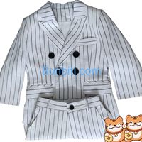Ensemble de costume pour garçons Bonbiti Vietnam, style européen, en lin tissé, à rayures fines blanches, double boutonnage, 2 pièces (blazer)