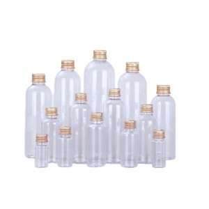 Yuanheng Transparent Plastic <b>Bottles</b> 13-18mm Caliber With Gold Aluminum Cap For General Packaging - Product Image 1