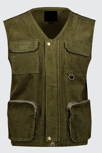 <span class=keywords><strong>Gilet</strong></span> multi-poches avec logo personnalisé <span class=keywords><strong>Gilet</strong></span> utilitaire en velours côtelé de haute qualité pour hommes, vente en gros et amincissant - Product Image 2
