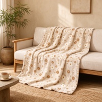 Plaid de canapé personnalisé en polaire douce et moelleuse, motif marguerite, 100*150cm, en flanelle polaire, pour usage au bureau