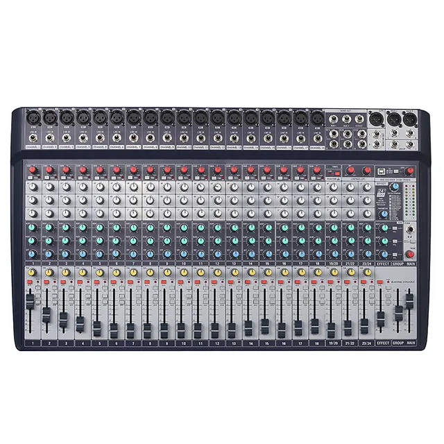 Konsol Pencampur Audio Digital, Mixer Rekaman Profesional 24 Saluran, Terhubung dengan Komputer untuk Gereja