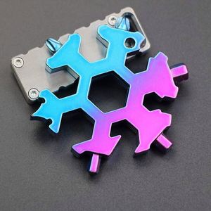 Snowflake Multitool 18-in-1 Snow Multi-Tool Screwdriver Bike Tools Keychain Bag Tag M4 M5 M6 <b>Hex</b> Wrench Key Bottle Opener - Product Image 1