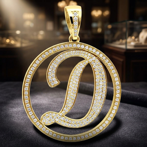 Colgante de Letra D Chapado en Oro de 14K con Moissanita, Joyería Geométrica Redonda para Hombres y Mujeres, Regalo para Fiestas - Product Image 4