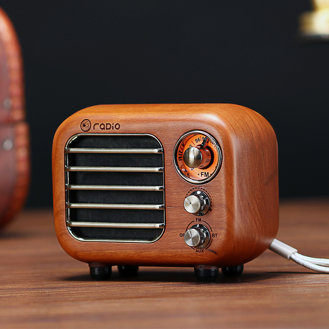 Most Selling Product Cherry Wood Speakers Mini Retro Wireless Bluetooth Speaker with FM Radio