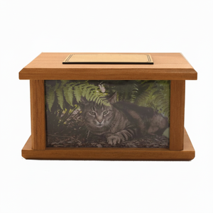 Caja de urna de madera de estilo americano hecha a mano para cenizas de mascotas urnas de recuerdo de entierro funerario moderno para gatos y perros - Product Image 1