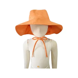 면과 린넨 새로운 디자인 여성용 아기 어부 모자 유기농 단색 묶인 모자 태양 모자
