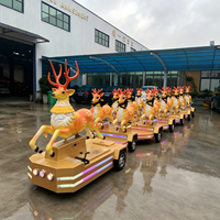 Train sans rails pour parc d'attractions commercial, train sans rails en fibre de verre avec lumières colorées pour enfants