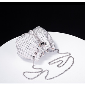 Vendita calda borsa marrone Sparkly Diamond Silver <span class=keywords><strong>Clutch</strong></span> borse per le donne Party Club Wedding strass Bag - Product Image 5