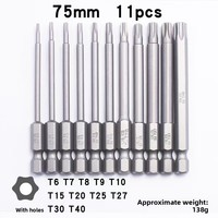 Tournevis LXD S2 DIY en acier allié avec embout en forme de fleur de prunier 75mm T6-T40, jeu d'outils de tournevis antivol en forme de fleur de prunier