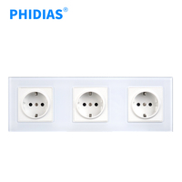 Sunpower-prise murale tactile, EU, panneau en verre de cristal coloré, AC 110 ~ 250V 16a, alimentation 3 prises, pour maison