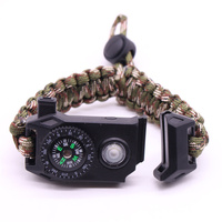 Vipera — Bracelet à cordon tactique, 7-en-1, grande boussole, LED, fonction d'urgence, lampe torche et fouet, système de survie