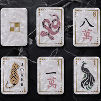 Set Ubin Mahjong Seni Oriental Amerika Motif Vintage Ginkgo Anggrek Merak Ular Harimau Lapis Ganda Akrilik