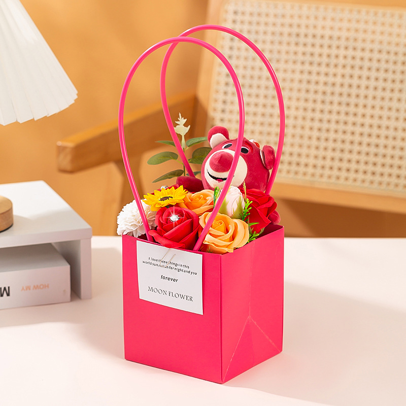 Portable box strawberry bear rose red