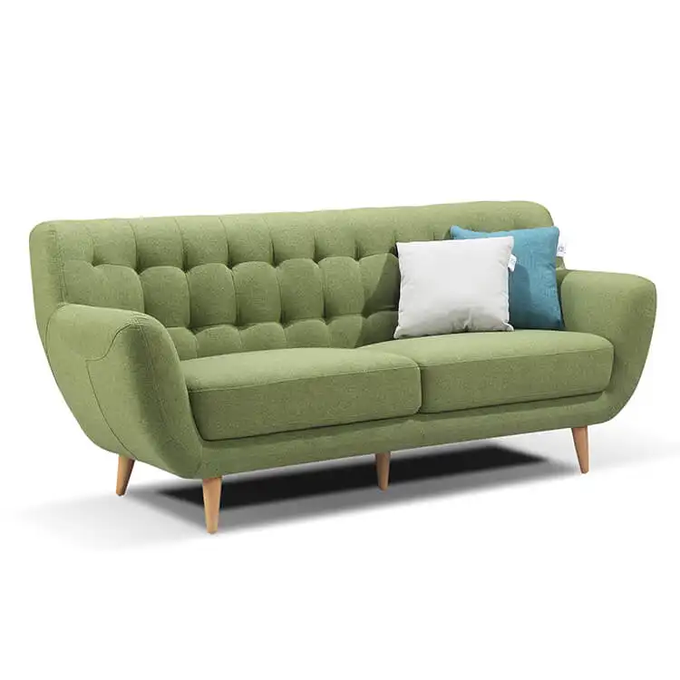 Sofá de sala de estar para apartamento, mueble tapizado con brazo enrollable, Color verde, Material de tela, para sala de estar