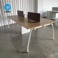 LIWEI Bureau de travail moderne en bois pour 4 à 8 personnes, poste de travail commercial modulaire extensible pour grands espaces ouverts et équipes d'entreprise