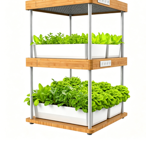 Système de culture hydroponique en bambou à 2 niveaux avec lumière LED à spectre complet, kit de jardinage d'herbes intelligentes d'intérieur pour la <span class=keywords><strong>cuisine</strong></span> à domicile - Product Image 6