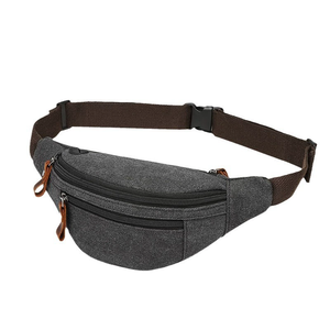 Wholesale Men's Dumpling Shaped Canvas Waist Pack Factory Direct Casual Zipper Coin <b>Purse</b> For Outdoor Cycling Travel Running - Product Image 1