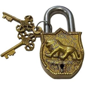 Tiger Engraved Brass <b>Padlock</b> Door Lock 2 Keys Fully Functional Anti-Theft Waterproof Features for Indoor Use Golden Tiger Design - Product Image 5