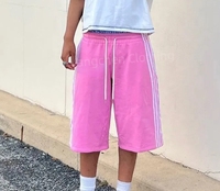 Short de jogging baggy en coton de haute qualité pour hommes surdimensionné Double taille rayé Streetwear été Anti-rides et écologique