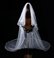 Voile de mariée cathédrale longue à deux couches en satin simple Feishiluo pour femmes, avec peigne et voile facial