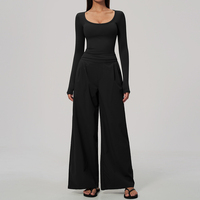 Ensemble deux pièces de sport et yoga à manches longues, effet seconde peau, taille haute, rehausseur de fessiers, séchage rapide, très populaire