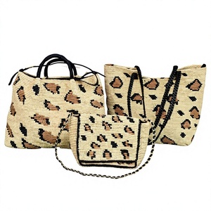 Conjunto de Bolsos de Mano para Mujer, Estilo Bohemio, Hechos a Mano, Ecológicos, con Estampado de Leopardo, Cierre de Cremallera Personalizado - Product Image 1