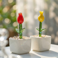 Bouquet miniature de tulipes en verre de Murano fait main, idéal pour la fête des mères, la fête des enseignants, la décoration de la maison, ornements