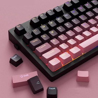 Custom 130 Key PBT OEM Profile Gradient Black Pink Shine Through Keycap Full Set for Mechanical Gaming Keyboard