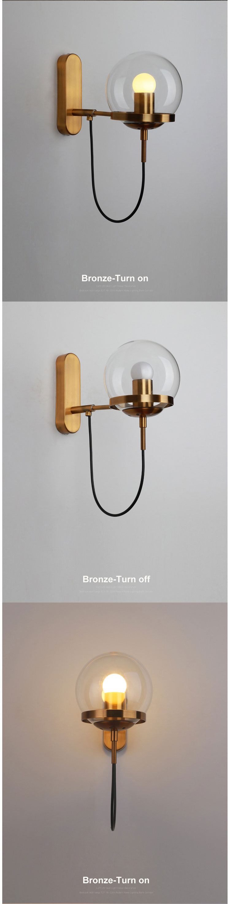 Modern Gold Indoors Guest Living Room Mounted European E27 Bulb LED Wall Light Fittings