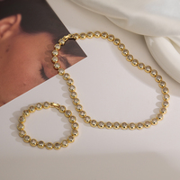 Populaire 18K Plaqué Or Zircon Cubique Ensemble de Bijoux Rond CZ Tennis Chaîne Bracelet Argent Plaqué Bracelet Collier Ensemble