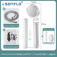 Pommeau de douche à main 3 fonctions à usage domestique moderne Filtre ABS Booster de purification d'eau de surface pour le nettoyage de la peau Élimination du chlore