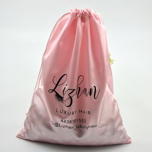 ถุงใส่ผมต่อแบบซาตินสีชมพูพิมพ์ลายเฟล็กโซกราฟีตามสั่ง - Product Image 1