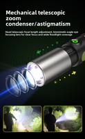 Linterna LED Táctica Telescópica Multifuncional P50 de 1000 Lúmenes, Zoom Ajustable, ABS, IP55, Distancia de Haz de 0-200M, USB Tipo-C