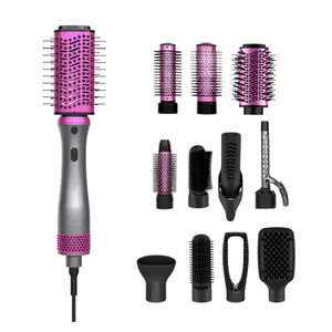 12 In 1 Professional Detachable Volumizer Hot Air Brush Styler Dryer Straightener Electric Hair Curler Brush