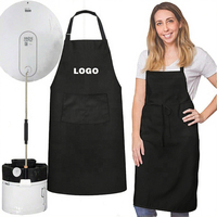 Tablier publicitaire CTY pour femmes, sans manches, 2 poches, en polyester, lavable, noir, pour cuisine, nettoyage, barbecue, logo personnalisé