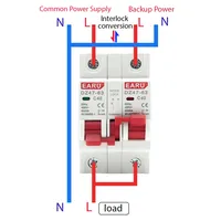 Disjoncteur de Verrouillage Manuel à Double Alimentation pour Rail Din, 1P + 1P 2P + 2P 3P + 3P 4P + 4P MTS, MCB