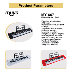 <span class=keywords><strong>Piano</strong></span> Electrónico y Órgano con Teclado Doble <span class=keywords><strong>de</strong></span> 61 Teclas, Teclado MIDI con Funciones <span class=keywords><strong>de</strong></span> Sustain, Acorde y Luz, Portátil para Niños - Product Image 3