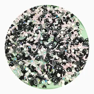 500克万圣节黑色墓花聚合物粘土切片洒透明水晶珠混合粘液工艺品指甲配件