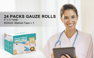 ผ้าพันแผลผ้าฝ้าย4.5ม. พร้อมเทปโบนัส,อุปกรณ์ปฐมพยาบาลปราศจากเชื้อ24แพ็คผ้าพันแผลม้วน - Product Image 6