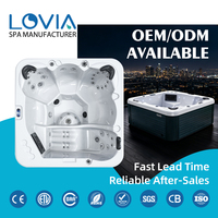 LOVIA Jacuzzi extérieur 5 personnes en acrylique, spa économique avec 45 jets de massage, valeur abordable pour la maison et la cour